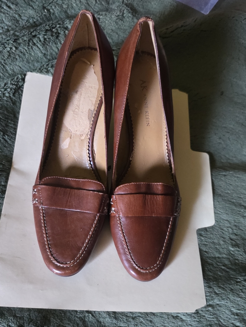 Anne Klein Women's Brown Leather Penny Loafers